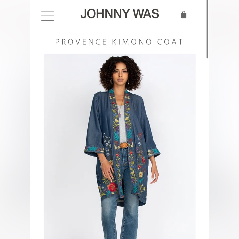 JOHNNY WAS PROVENCE KIMONO COAT.